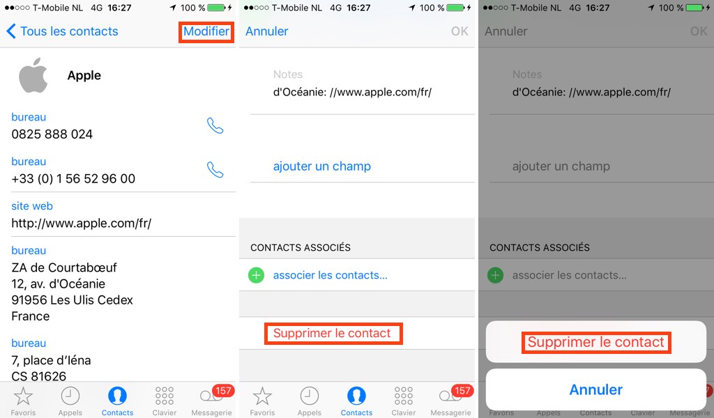 comment supprimer tous les contacts sur iphone x