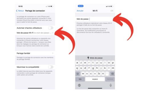 comment partager connexion avec iphone