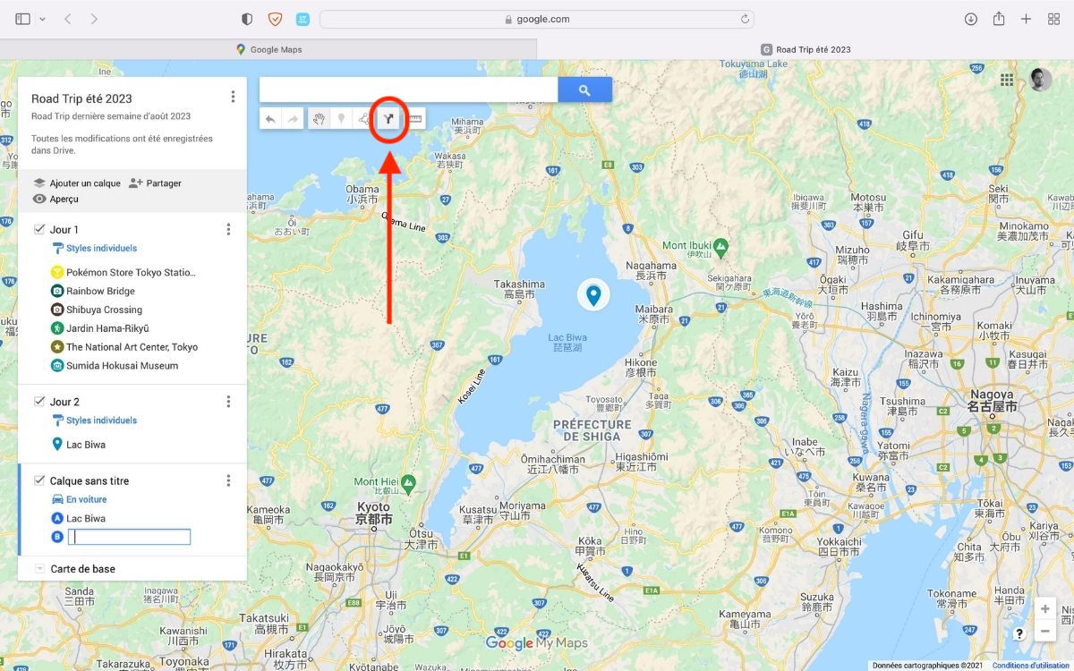 planifier un voyage avec google maps