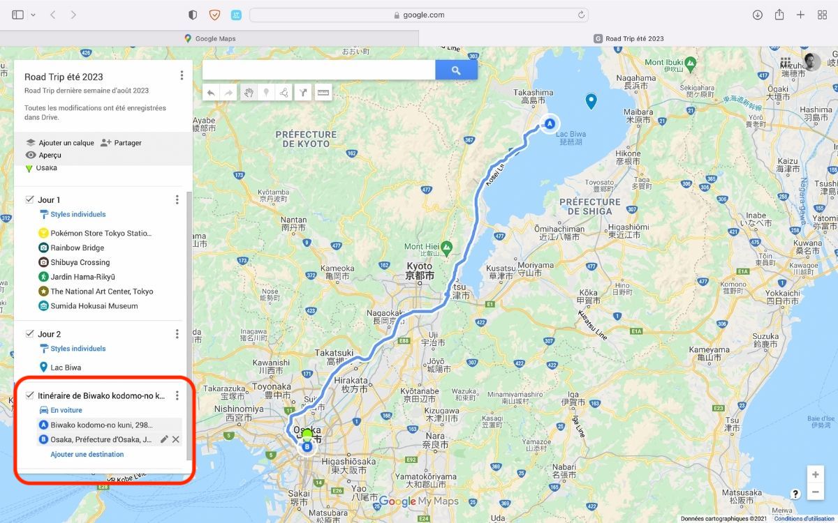 planifier un voyage avec google maps