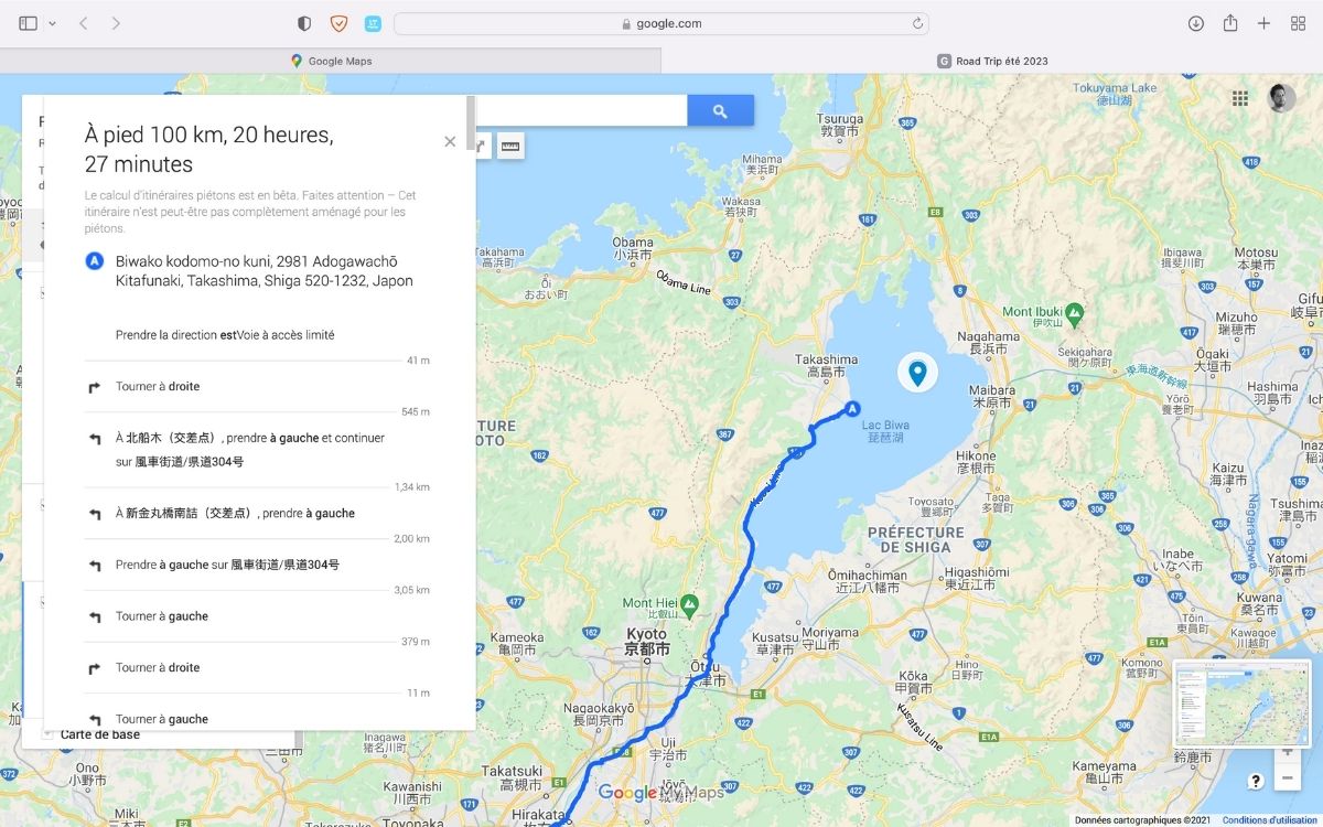 planifier un voyage avec google maps