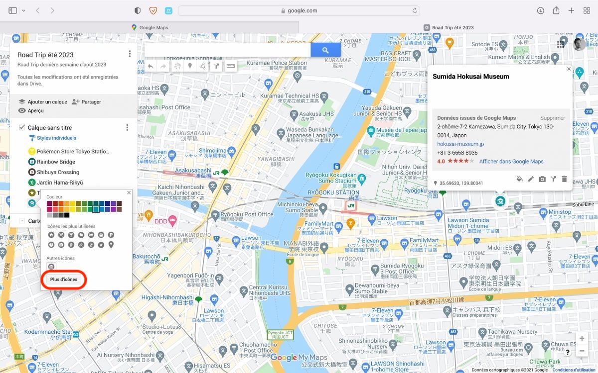 planifier un voyage avec google maps