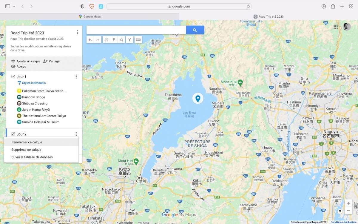 planifier un voyage avec google maps