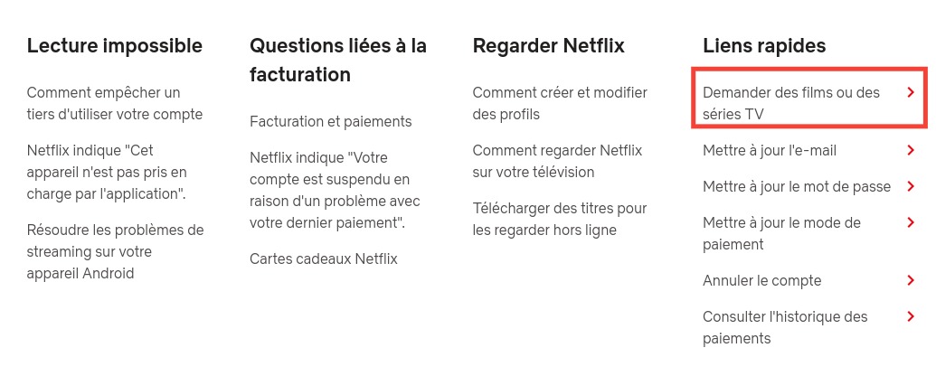 Netflix : demander des films et des séries