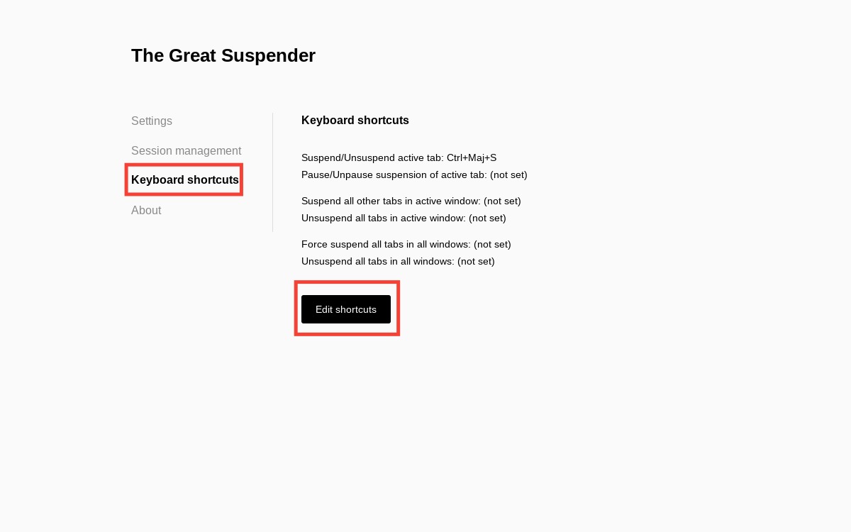 The Great Suspender sur Chrome 