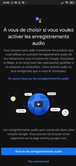 Enregistrements audio sur Google Assistant