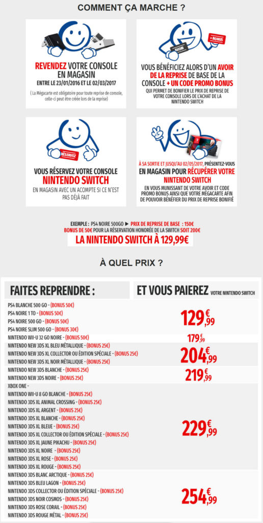 Nintendo Switch à 129€ : Micromania lance son offre de reprise