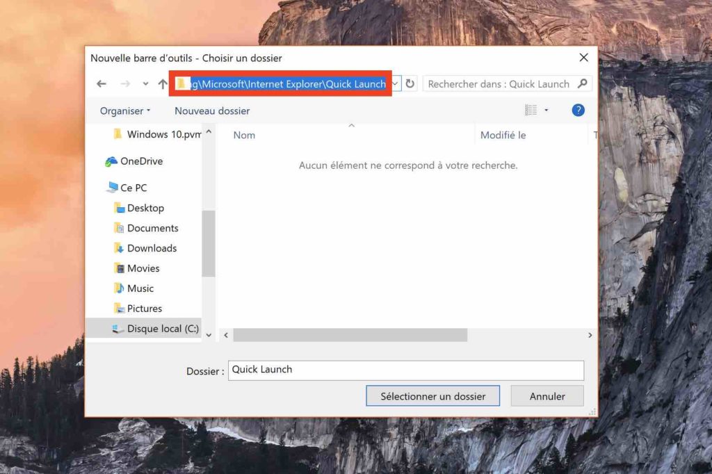 Windows 10 comment afficher la barre de lancement rapide Windows XP