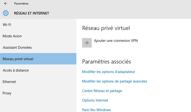 Réseau privé virtuel windows