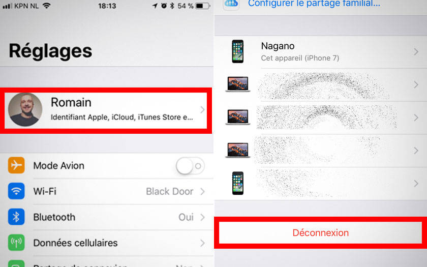 iphone reglages icloud deconnexion