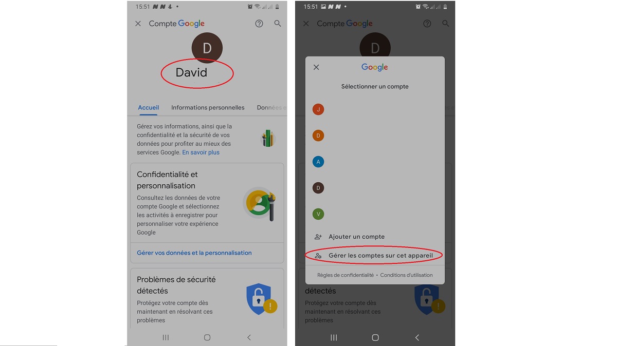 Enlever compte google android