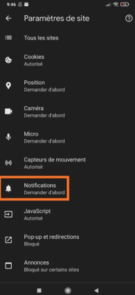 Chrome : bloquer les notifications