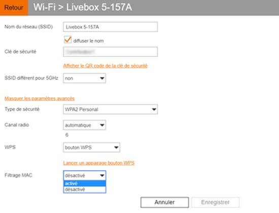 Filtrage MAC Livebox