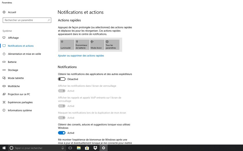 Afficher les notifications d'applications