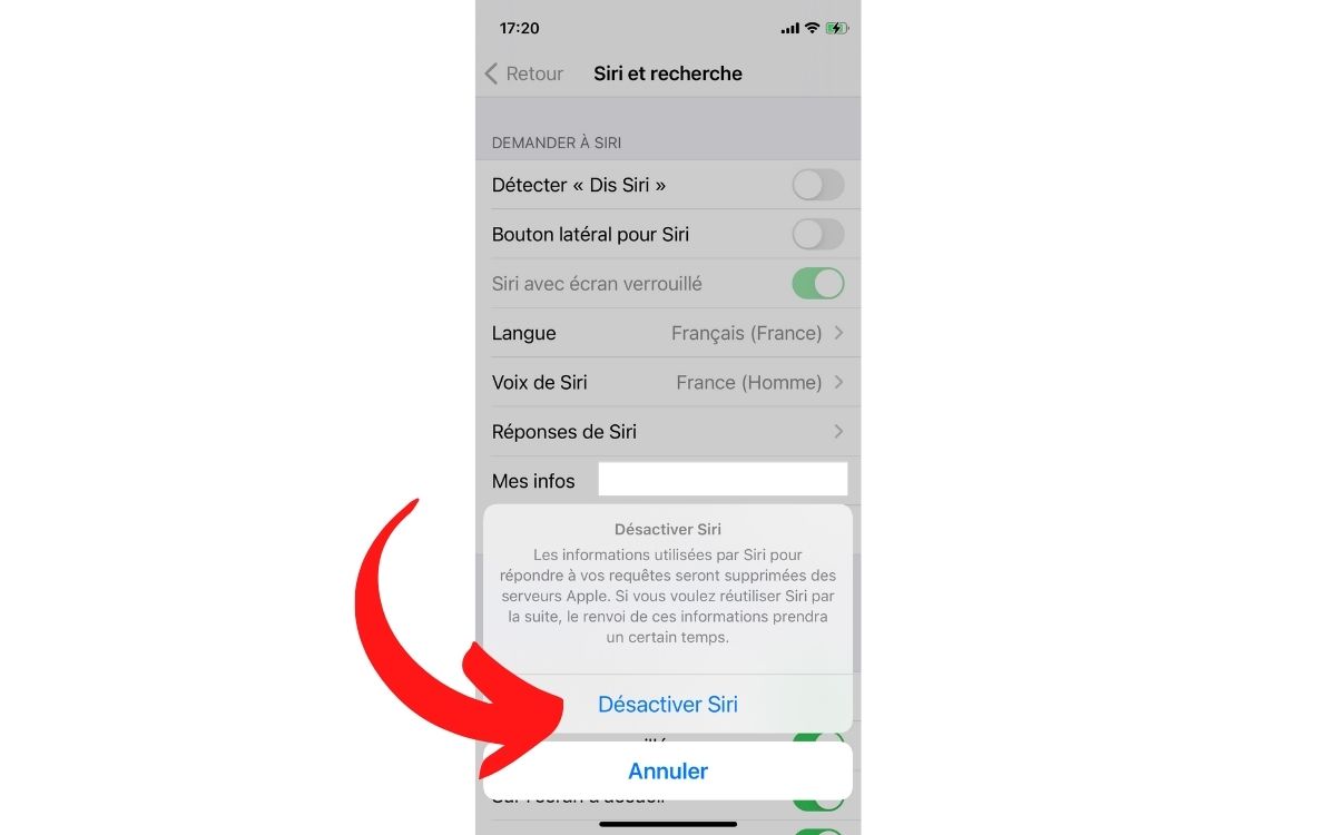 Désactiver Siri sur iPhone