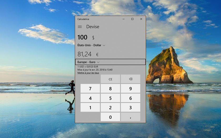 Conversion devise Windows 10
