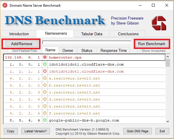 google dns benchmark utility