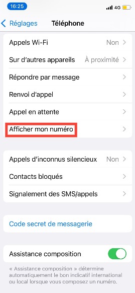 Afficher numéro sur l'iPhone