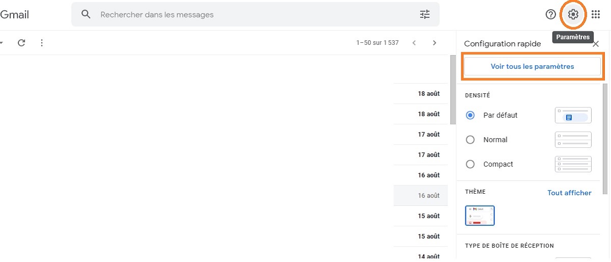Paramètres Gmail