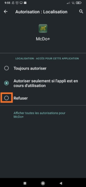 Accès localisation sur Android