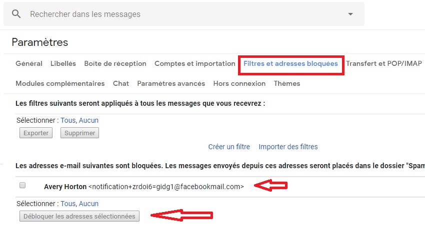 Gmail débloquer adresse