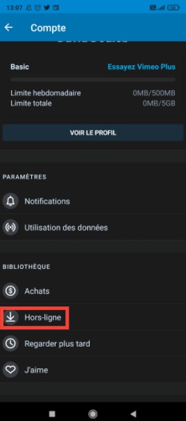 Vidéo en mode hors-ligne sur Vimeo