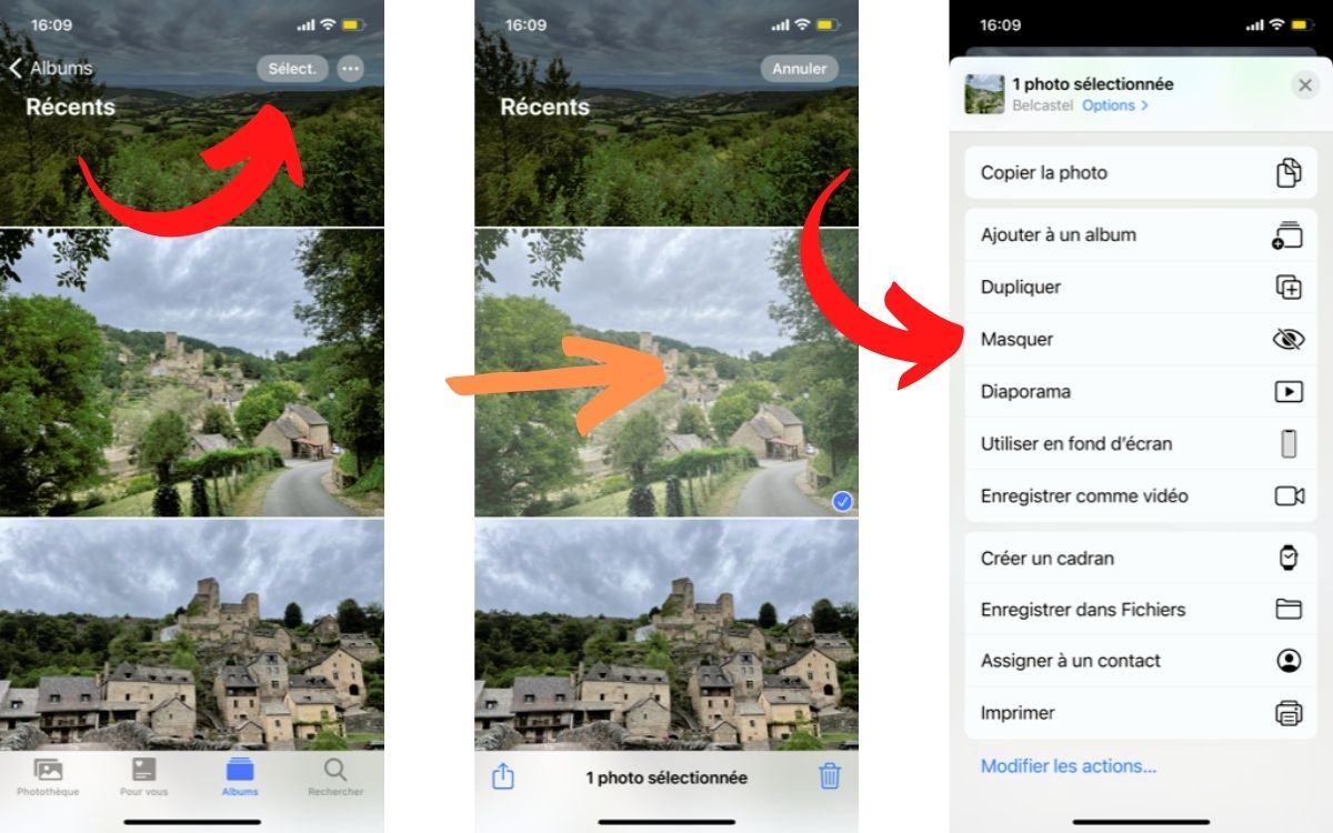Masquer photo image sur iPhone