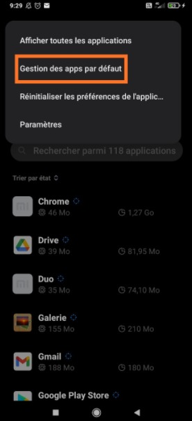 Applications par défaut sur Android