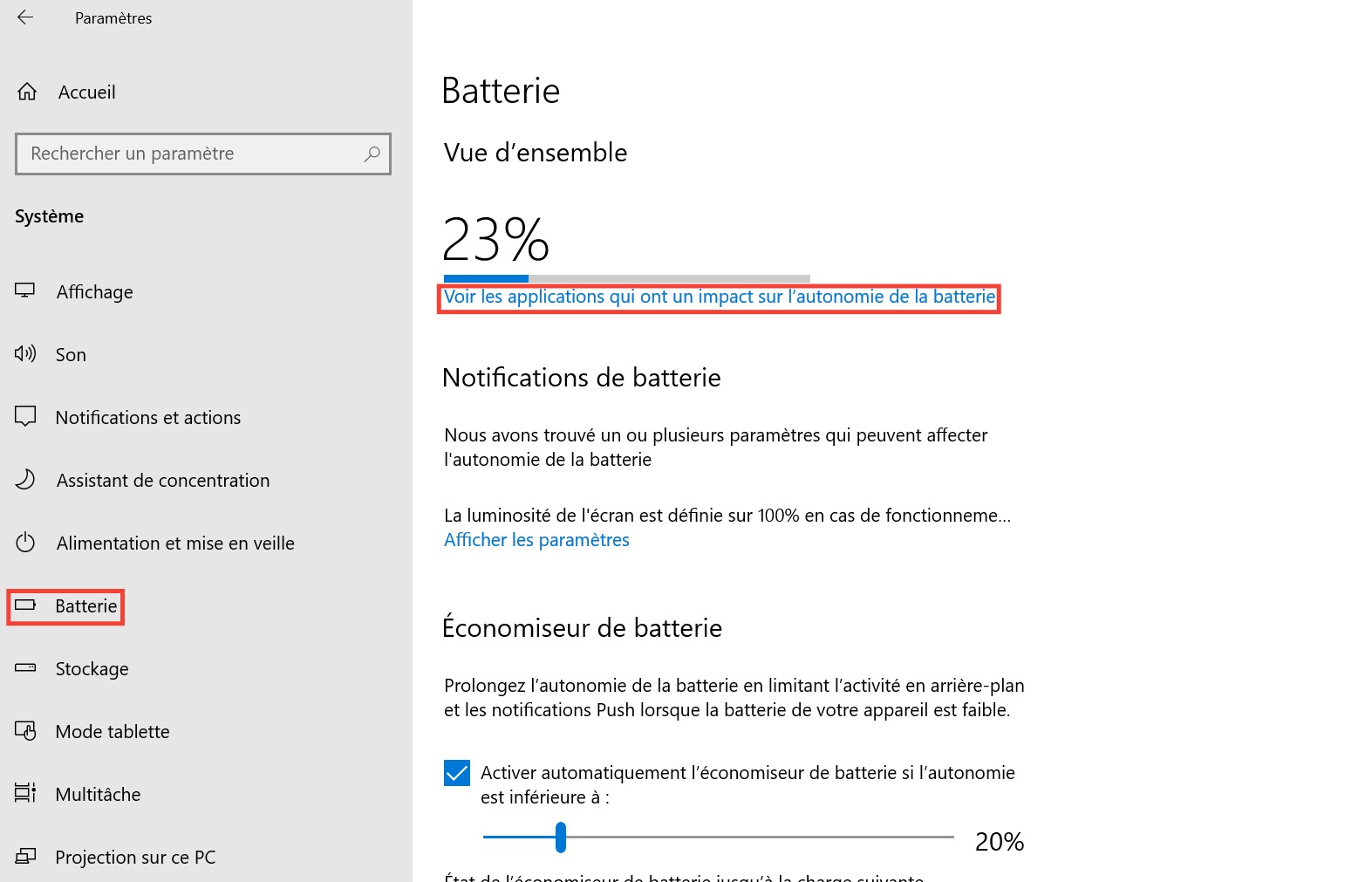 Windows 10 : impact des apps sur la batterie 