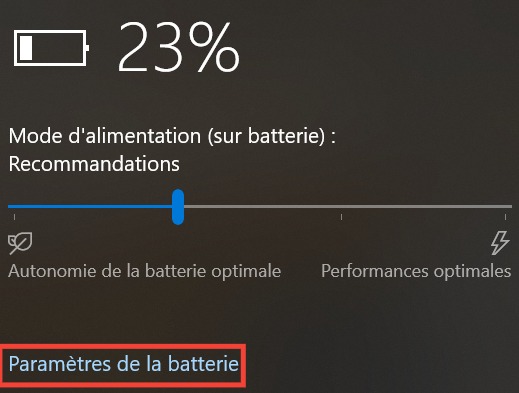 Windows 10 : batterie 