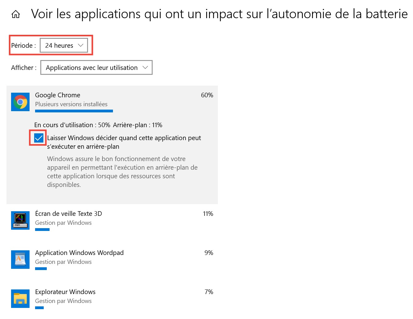 Windows : applications autorisées 