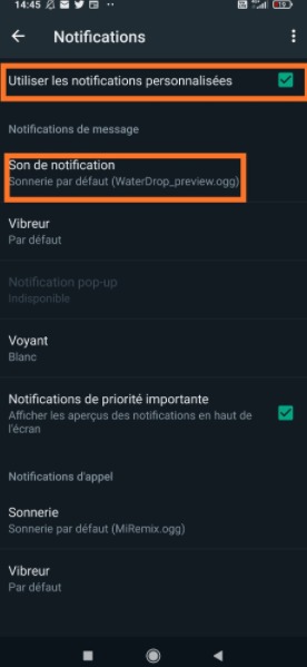 Modifier les sons de notification sur whatsapp