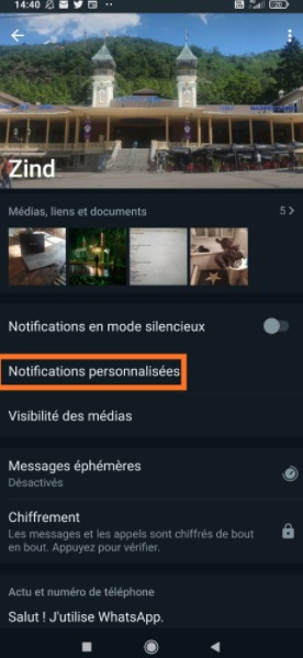 Modifier les notifications sur WhatsApp 