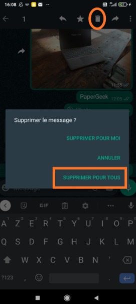 WhatsApp : supprimer un message