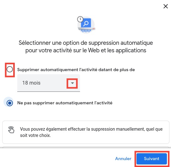 Google Chrome : supprimer automatiquement historique 