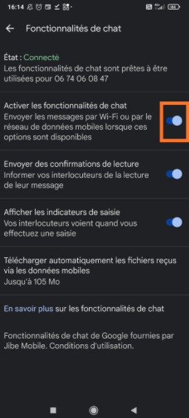 Fonctionnalité de chat sur Android 