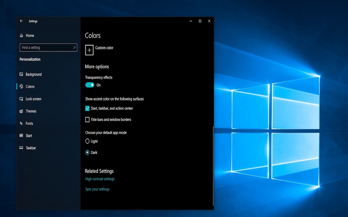 Windows 10 mode sombre