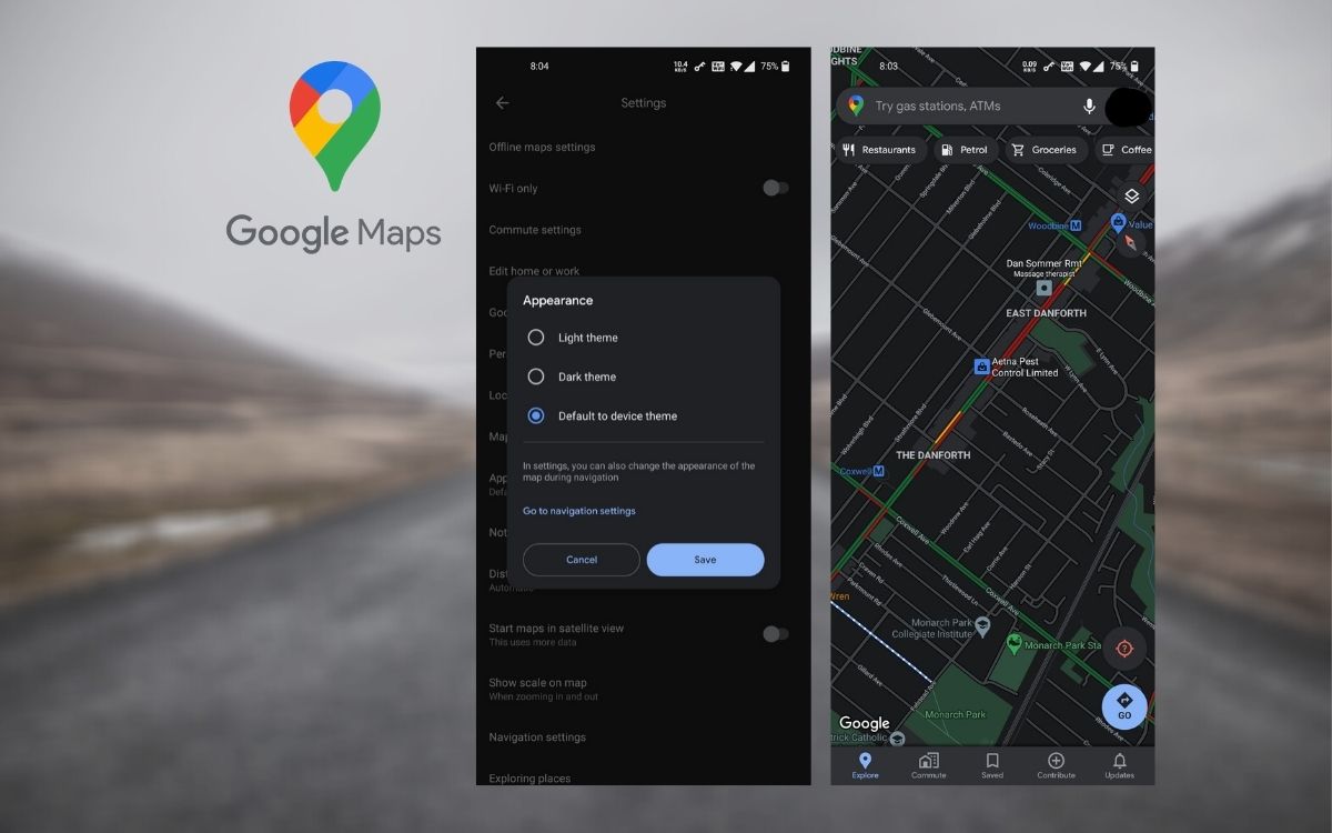 Google Maps comment activer mode sombre