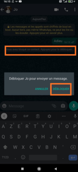 WhatsApp : comment débloquer un contact