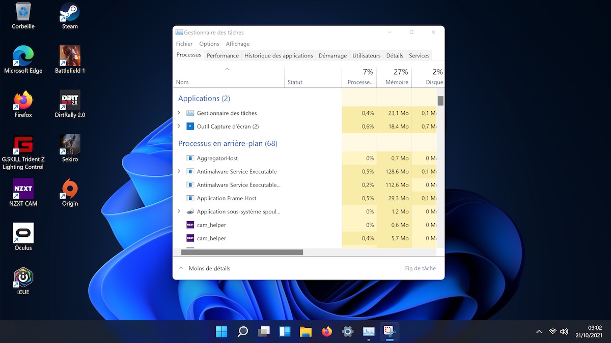 Gestionnaire des tâches Windows 11