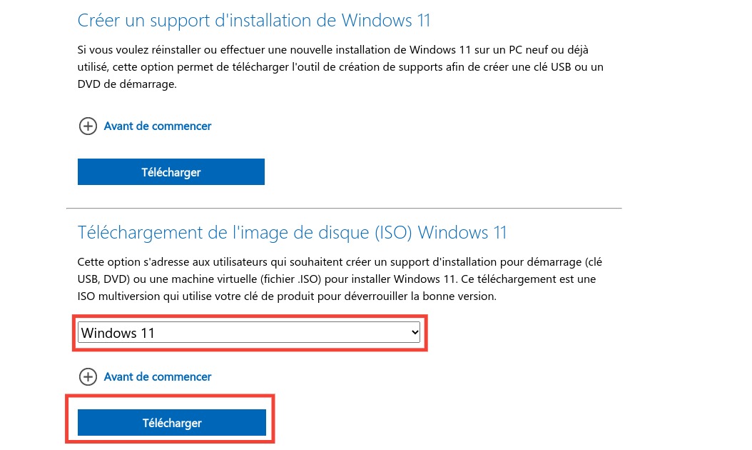 Télécharger fichier ISO de Windows 11