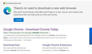 Microsoft tente de dissuader les utilisateurs d’installer Chrome