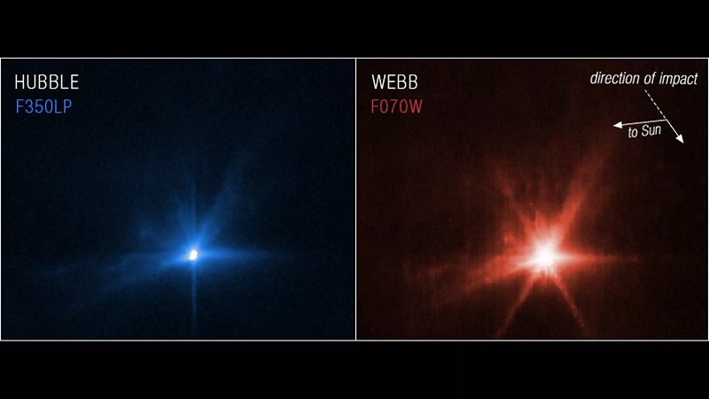 Image de l'impact de DART - ©NASA, ESA, CSA, et STScI